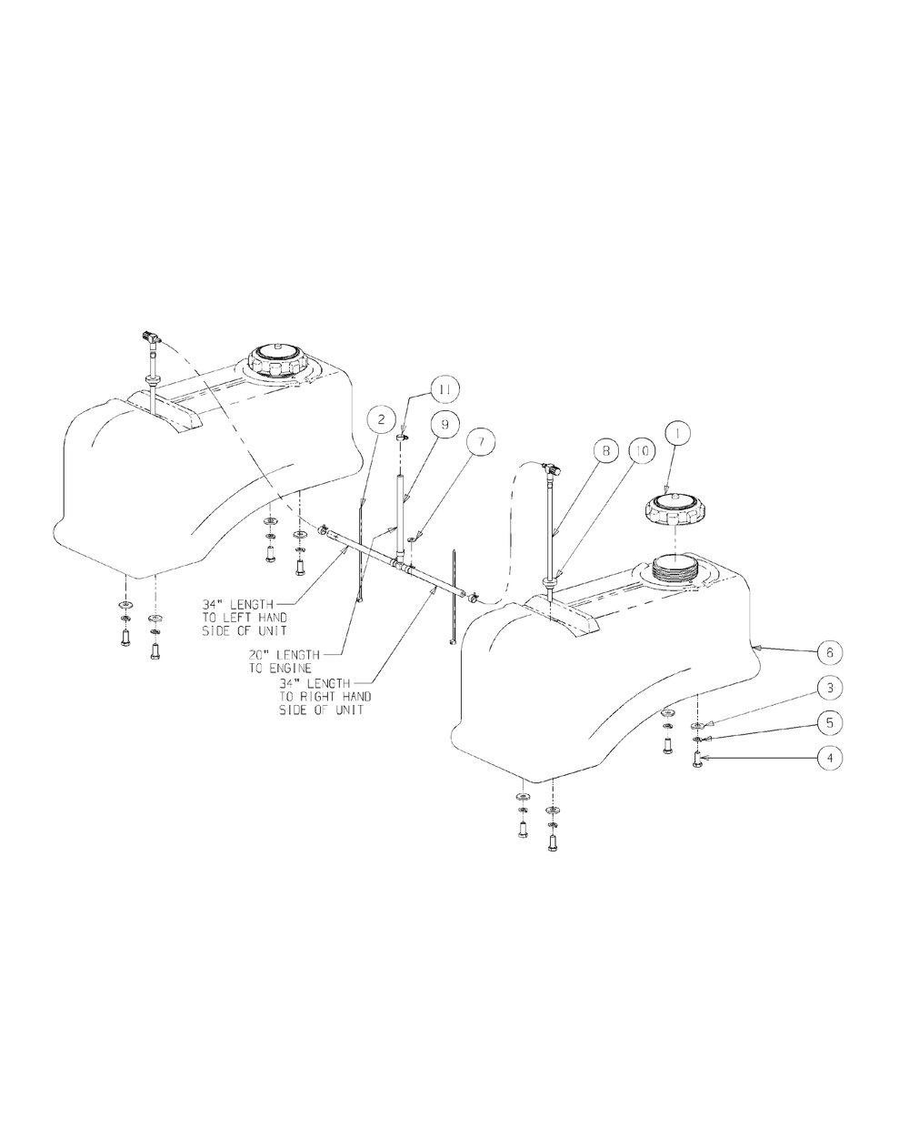 Fuel Tank Assembly (2008 And Before) Diagram and Parts List for M48-KW (53AI8CT2050-23HP)(2009 & Before) Cub Cadet Lawn Tractor